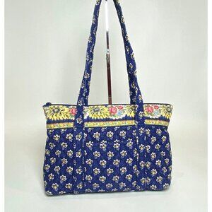 Vera Bradley Maison Blue Tote Shoulder Bag Purse Floral Quilted Double Handles